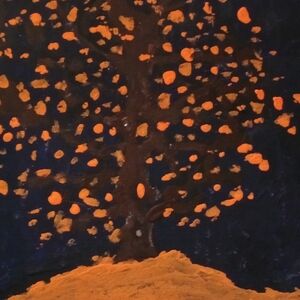 Abstract Tree Art Print - Orange and Blue